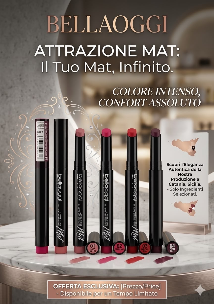 BellaOggi Attrazione Mat – Rossetto Mat a Lunga Tenuta